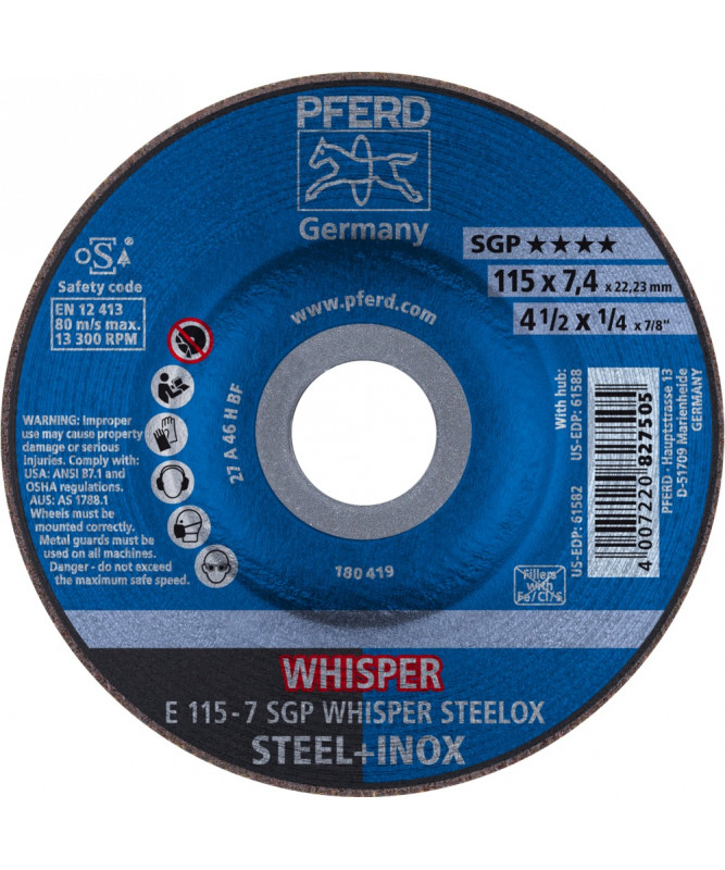 PFERD Sciernice tarczowe do zdzierania E 115-7 SGP WHISPER STEELOX