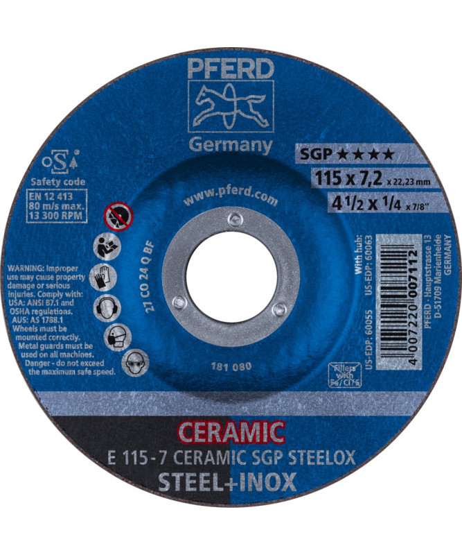 PFERD Sciernice tarczowe do zdzierania E 115-7 CERAMIC SGP STEELOX