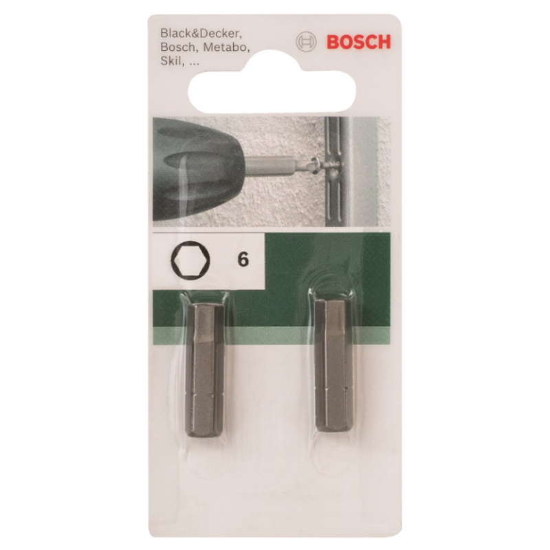 Bit sześciokątny HEX 6 Bosch 25mm 2 szt. 2609255952