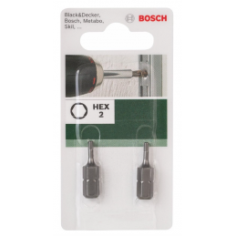 Bit sześciokątny HEX 2 Bosch 25mm 2 szt. 2609255947
