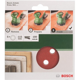 Papier ścierny na rzep P180 115mm Bosch 5szt 2609256A19