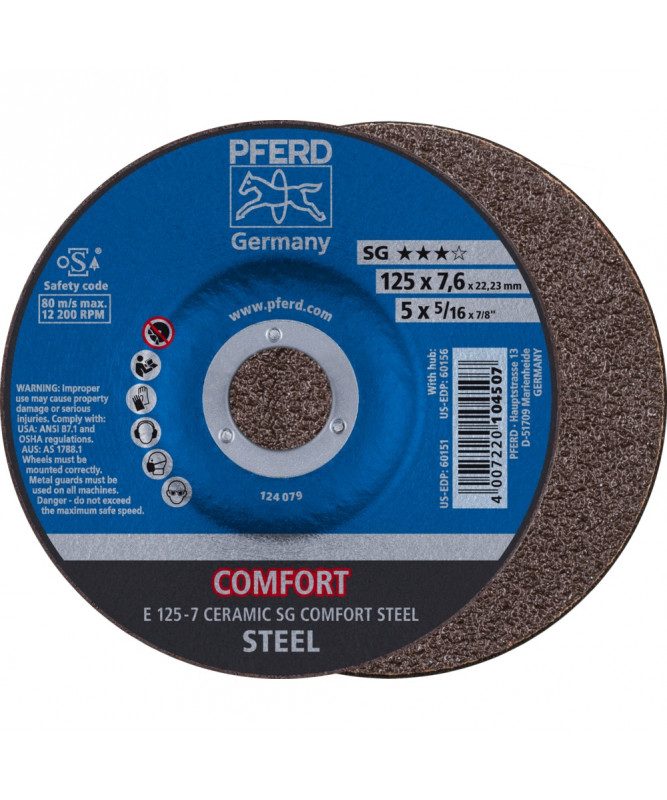 PFERD Sciernice tarczowe do zdzierania E 125-7 CERAMIC SG COMFORT STEEL