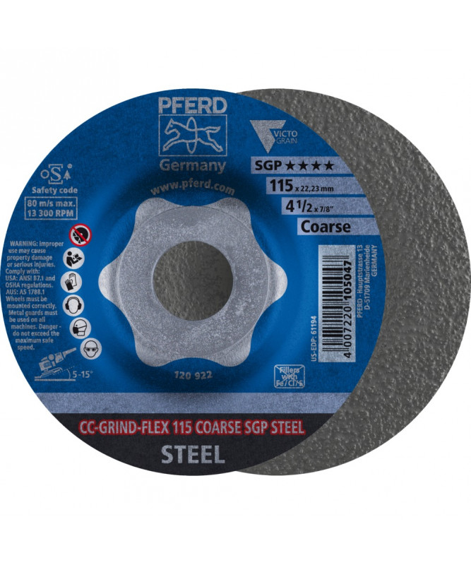 PFERD CC-GRIND-Sciernica tarczowa CC-GRIND-FLEX 115 COARSE SGP STEEL