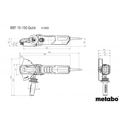 WEF 15-150 QUICK Szlifierka Sieciowa kątowa Z PŁASKĄ GŁOWICĄ Metabo 613083000