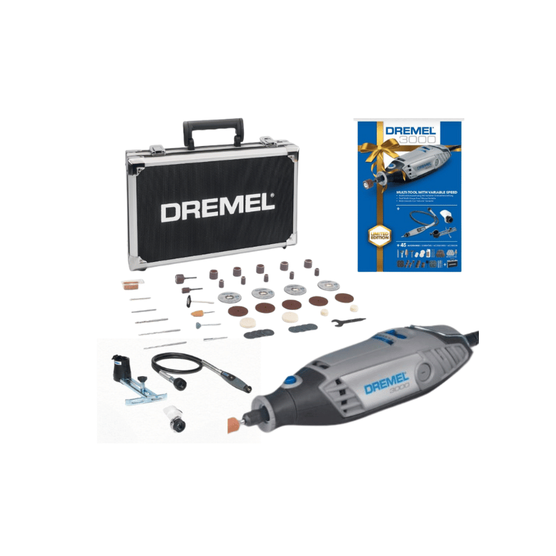 DREMEL 3000 narzędzie wielofunkcyjne 45 akcesoriów + 3 przystawki +  walizka F0133000VF