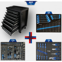 Wózek warsztatowy z 7 szufladami i 207 narzędziami Brillant Tools BT153207