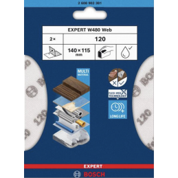 Arkusz do szlifowania ręcznego BOSCH EXPERT W480 Web 1/4 115 x 140 mm G120 (1opak/2szt)
