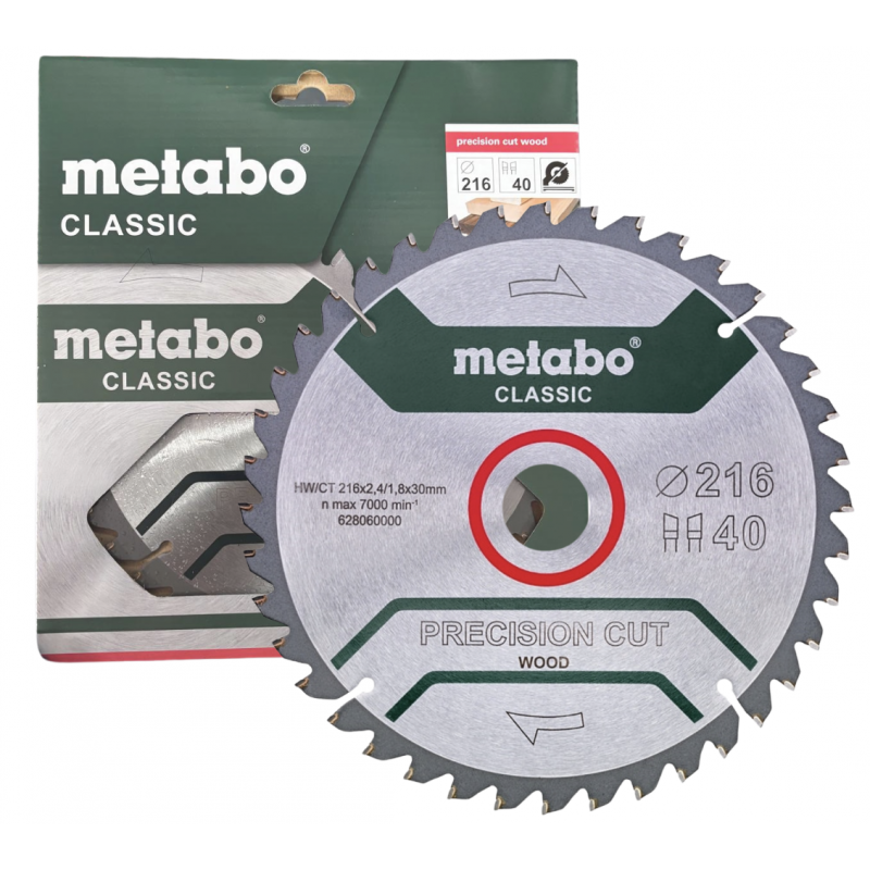Piła tarczowa HW/CT 216x30mm 40 WZ 5° Metabo 628060000 Piła tarczowa HW/CT 216x30mm 40 WZ 5° Metabo 628060000