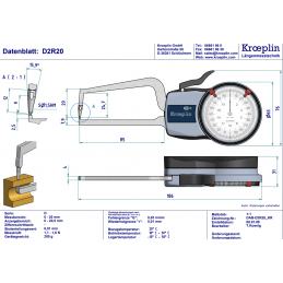 Macka pomiarowa 0 – 20 mm D2R20 KROEPLIN