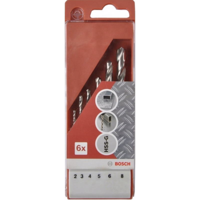 Zestaw 6 wierteł HSS-G do metalu 2-8mm Bosch Zestaw 6 wierteł HSS-G do metalu 2-8mm Bosch