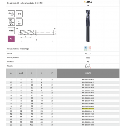 FREZ TRZPIENIOWY WEGLIK FI 10,0  25/ 72 Z2 HA10 VHM AT X-MILL 230 X-MILL 230 FANAR M9-234X00-0100