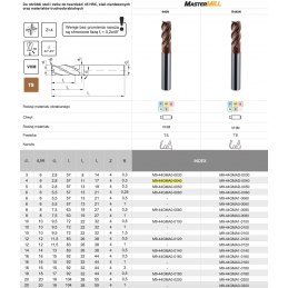 FREZ TRZPIENIOWY WEGLIK FI  4,0 11/57 Z4 HA6 VHM TS 440N MASTERMILL 440N FANAR M9-44GMA0-0040