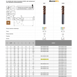 FREZ TRZPIENIOWY WEGLIK FI 10,0  22/ 72 Z4 HA10 VHM TS 440N MASTERMILL R440N FANAR M9-44GMA0-0100