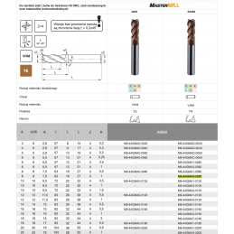 FREZ TRZPIENIOWY WEGLIK FI  8,0 R1,0 19/63 Z4 HA8 VHM TS R440N MASTERMILL R440N FANAR M9-44GMA3-0080