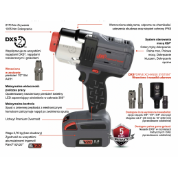 Zestaw akumulatorowy klucz udarowy 1/2" W7153-K22B DXS z wymiennym wrzecionem Ingersoll Rand