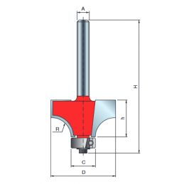 Frez zaokrąglony do drewna 34-11208P 28,6x55,2x8,0 R8 Freud F03FR01778