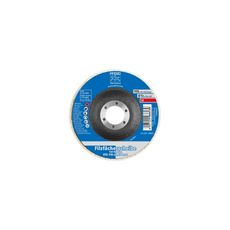 Twarde filcowe ściernice listkowe FFS Ø115mm otwór 22,23 do prac polerskich