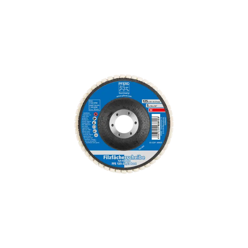 Twarde filcowe ściernice listkowe FFS Ø125mm otwór 22,23mm do prac polerskich Pferd Twarde filcowe ściernice listkowe FFS Ø125mm otwór 22,23mm do prac polerskich Pferd