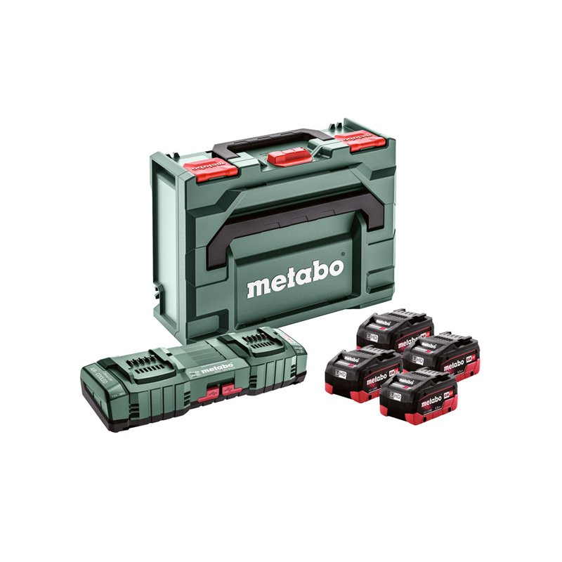 Zestaw podstawowy 4x LiHD 5,5 Ah ASC 145 DUO + metaBOX 145 Metabo