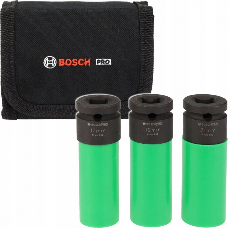 Zestaw 3 szt. kluczy nasadkowych PRO Impact z pokrywami PET 1/2" Bosch 2608003033