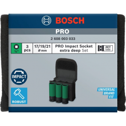Zestaw 3 szt. kluczy nasadkowych PRO Impact z pokrywami PET 1/2" Bosch 2608003033