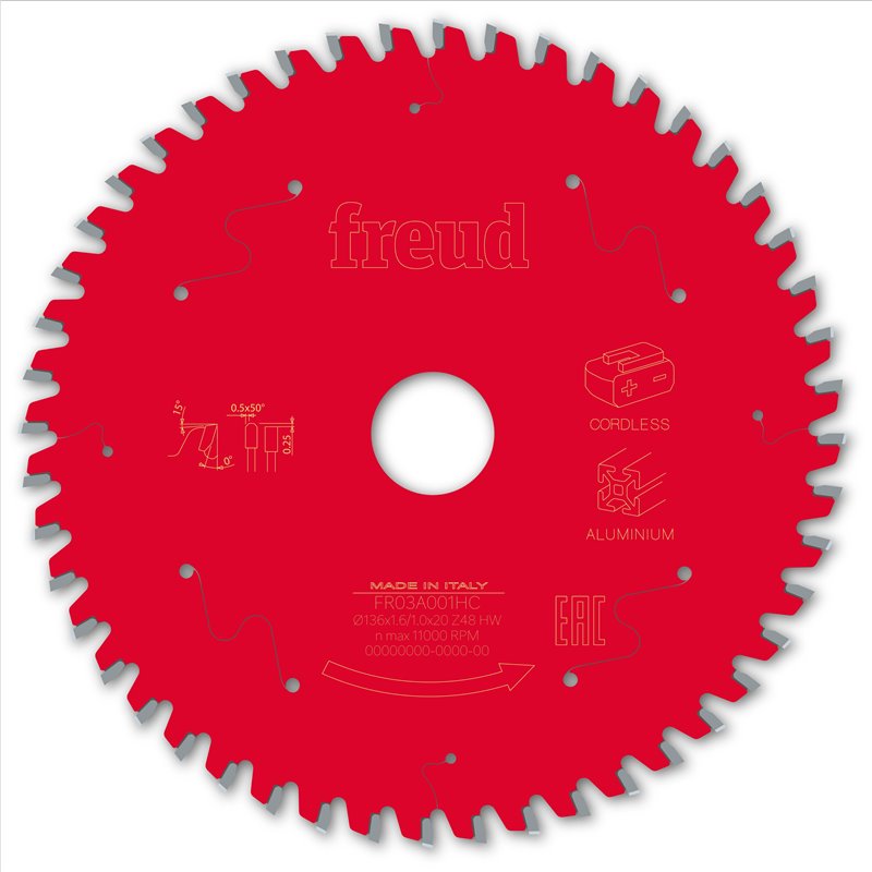 Piła tarczowa aluminium, 136 x 20 x 1,6/1 x T48 FR03A001HC FREUD