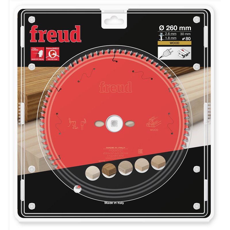Piła tarczowa drewno, 260 x 30 x 2,6/1,8 x T80 FR26W002T FREUD