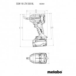 Zakrętak udarowy SSW 18 LTX 550 BL metaBOX 145 L Metabo
