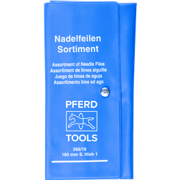PFERD  Zestaw precyzyjnych pilników igiełkowych 12-częściowy w zwijanym etui 160 mm nacięcie szwajcarskie 2, średnio drobne