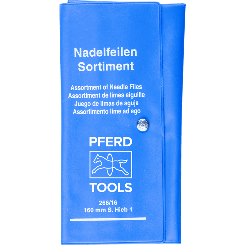PFERD  Zestaw precyzyjnych pilników igiełkowych 12-częściowy w zwijanym etui 160 mm nacięcie szwajcarskie 2, średnio drobne