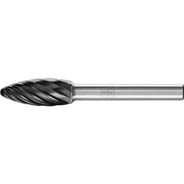 PFERD  Wysokowydajny trzpień frezarski ze stopów twardych INOX kształt płomienia B Ø 10 x 25 mm trzpień Ø 6 mm HICOAT do stali n