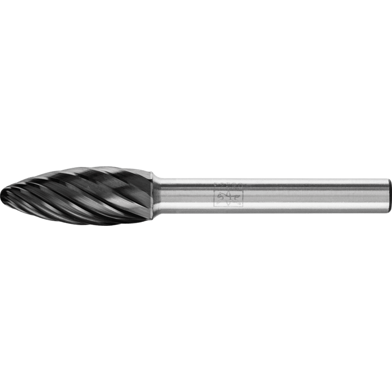 PFERD  Wysokowydajny trzpień frezarski ze stopów twardych INOX kształt płomienia B Ø 10 x 25 mm trzpień Ø 6 mm HICOAT do stali n