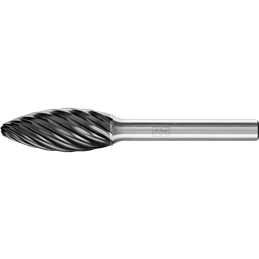 PFERD  Wysokowydajny trzpień frezarski ze stopów twardych INOX kształt płomienia B Ø 12 x 30 mm trzpień Ø 6 mm HICOAT do stali n