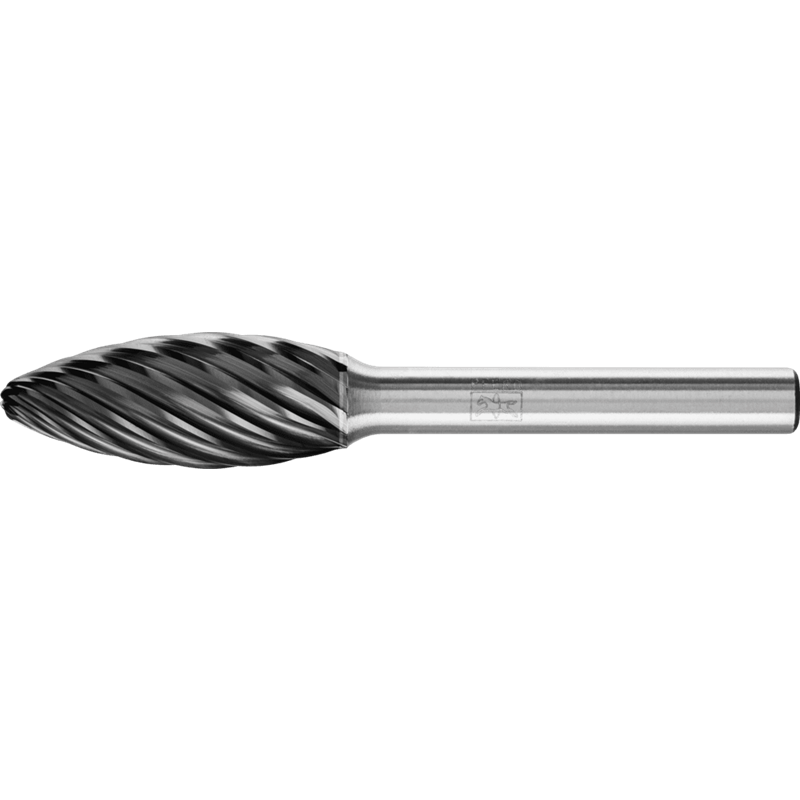 PFERD  Wysokowydajny trzpień frezarski ze stopów twardych INOX kształt płomienia B Ø 12 x 30 mm trzpień Ø 6 mm HICOAT do stali n