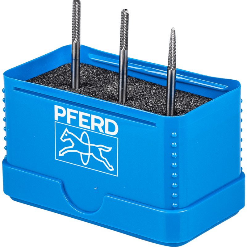 PFERD  Zestaw małych wysokowydajnych trzpieni frez. 1303 ze stopów twardych MICRO 3-częściowy Ø 3 mm, Ø trzpienia 3 mm, do obrób
