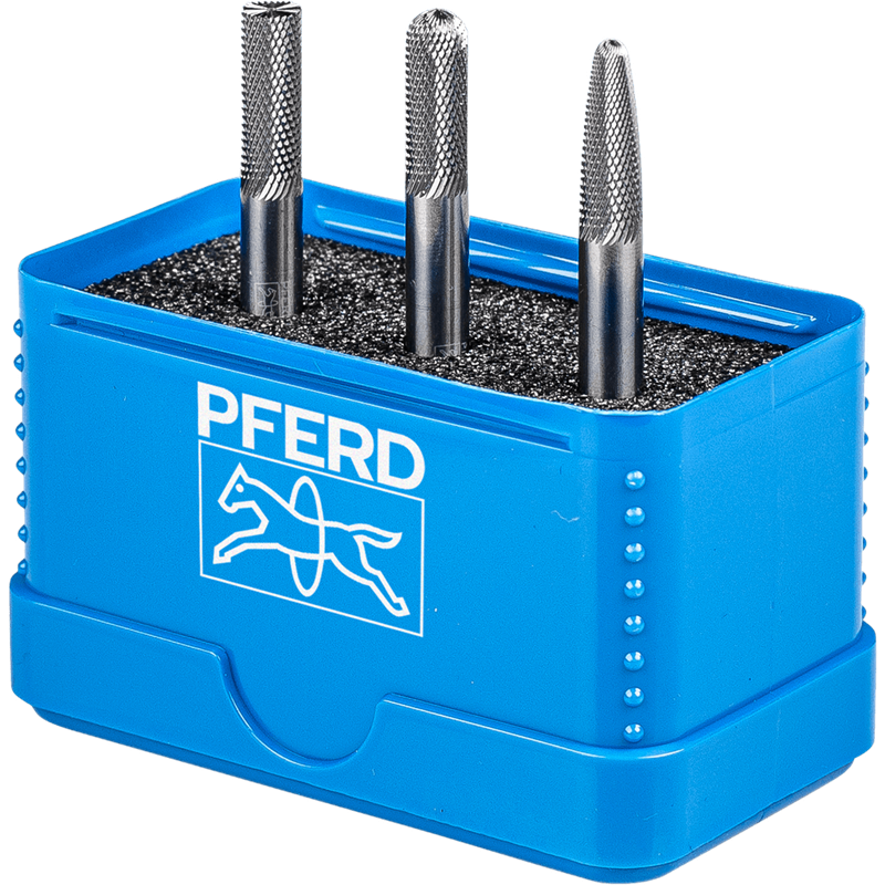 PFERD  Zestaw małych wysokowydajnych trzpieni frez. 1306 ze stopów twardych MICRO 3-częściowy Ø 6 mm, Ø trzpienia 6 mm, do obrób