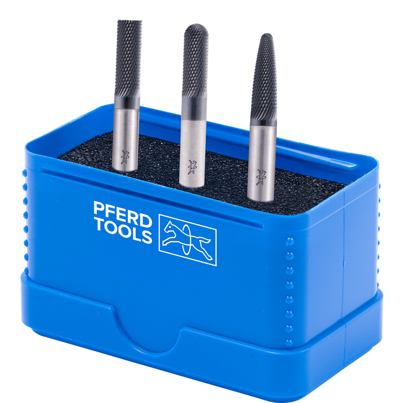 PFERD  Zestaw wysokowydajnych trzpieni frezarskich ze stopów twardych 1306 MICRO,3-częściowy Ø6mm,Øtrz. 6mm,powłoka HICOAT,do ob