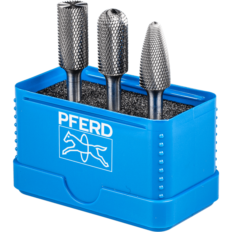 PFERD  Zestaw małych wysokowydajnych trzpieni frez. 1312 ze stopów twardych MICRO 3-częściowy Ø 12 mm, Ø trzpienia 6 mm, do obró