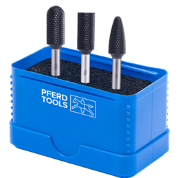 PFERD  Zestaw wysokowydajnych trzpieni frezarskich ze stopów twardych 1312 MICRO,3-częściowy Ø12mm,Øtrz.6mm,powłoka HICOAT,do ob