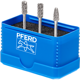 PFERD  Zestaw wysokowydajnych trzp. frezarskich 1404 ALLROUND ze stopów twardych 3-częściowy Ø 6mm, Ø trzp. 3mm, uniw, do obróbk