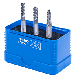 PFERD  Zestaw wysokowydajnych trzpieni frezarskich ze st. tw. 1406 ALLROUND 3-częściowy Ø6mm,Øtrz.6mm,powłoka HICOAT,uniwersalny