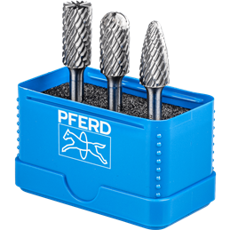 PFERD  Zestaw wysokowydajnych trzpieni frezarskich ze stopów twardych 1414 ALLROUND 3-częściowy Ø 12mm, Ø trzpienia 6mm uniw. do