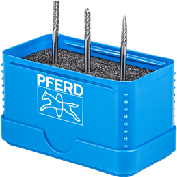 PFERD  Zestaw małych trzp. frez. 1504 ze stopów twardych 3-częściowy z uzębieniem 3 PLUS Ø 3mm Ø trzp. 3mm uniw. średnie, z uzęb