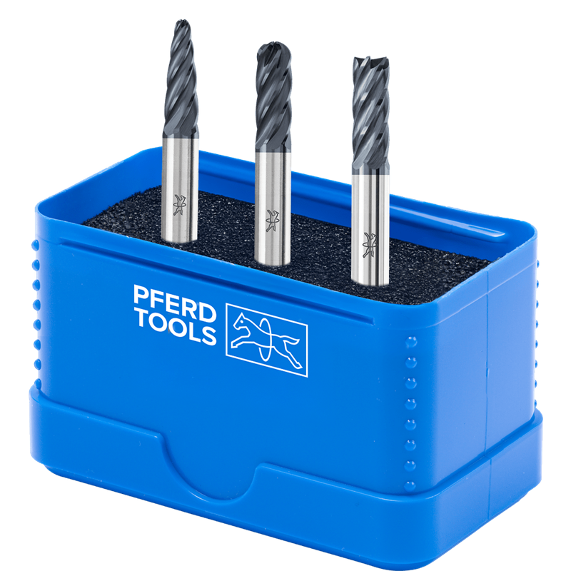 PFERD  Zestaw wysokowydajnych trzpieni frezarskich ze stopów twardych 1906 INOX 3-częściowy Ø6mm,Øtrzonka 6mm,powłoka HICOAT,do 