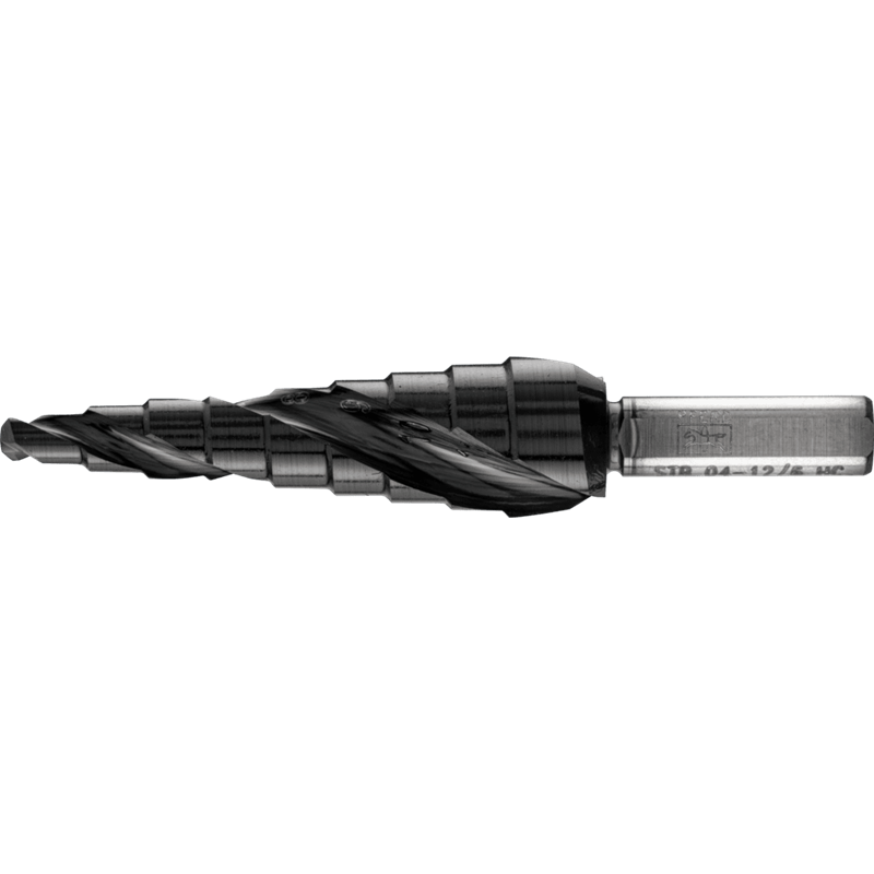 PFERD  Wiertło stopniowe HSS 9 stopni wiercenia Ø 4–12 mm 3-płaszczyznowy trzpień Ø 6 mm z powłoką HICOAT