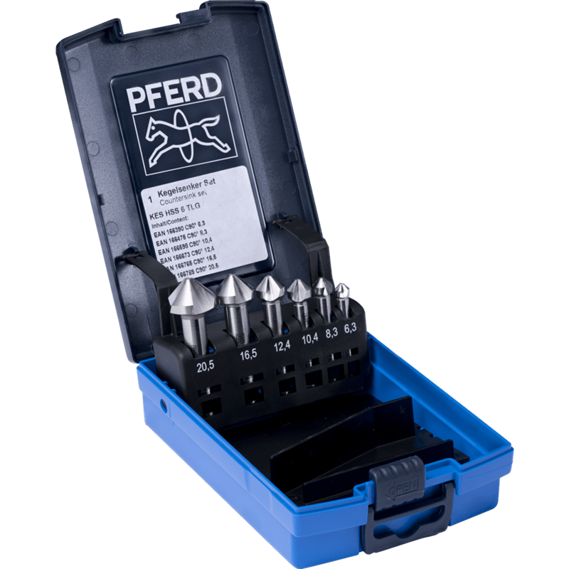 PFERD  Zestaw pogłębiaczy stożkowych HSS 6-częściowy DIN 335 C 90°