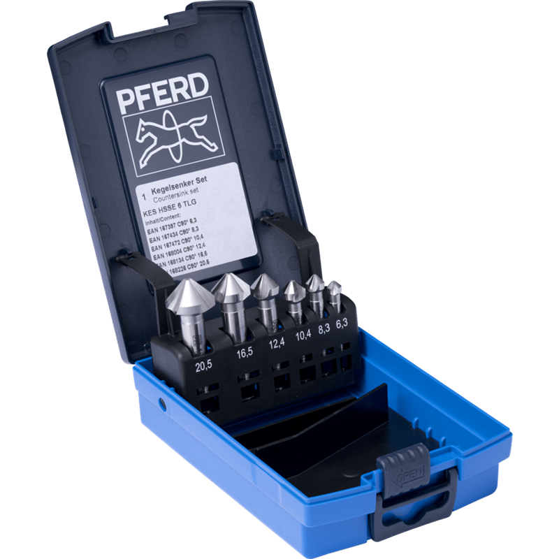 PFERD  Zestaw pogłębiaczy stożkowych HSSE 6-częściowy DIN 335 C 90° wykonanie Co5