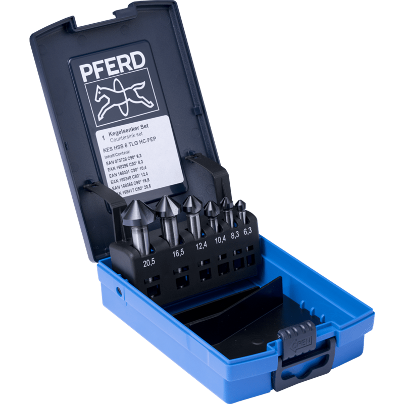 PFERD  Zestaw pogłębiaczy stożkowych HSS 6-częściowy DIN 335 C 90° z powłoką HICOAT HC-FEP