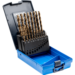 PFERD  Zestaw wierteł spiralnych 19-częściowy INOX HSSE N DIN 338 do materiałów ciągliwych i twardych