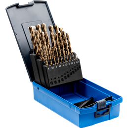 PFERD  Zestaw wierteł spiralnych 25-częściowy INOX HSSE N DIN 338 do materiałów ciągliwych i twardych